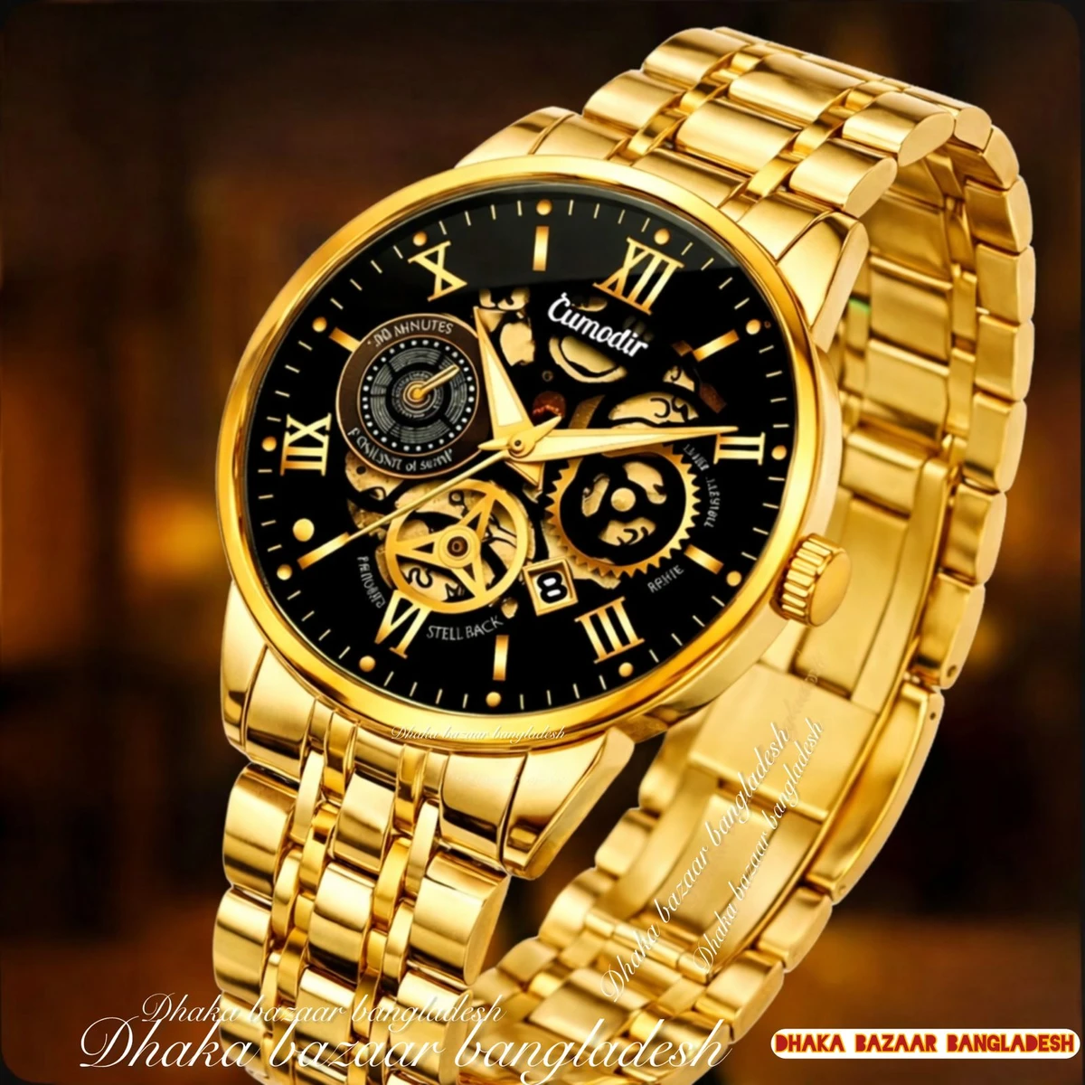 পুরুষের জন্য CM220 নন মেকানিক্যাল ওয়াটার প্রুফ ঘড়ি GOLDEN BLACK