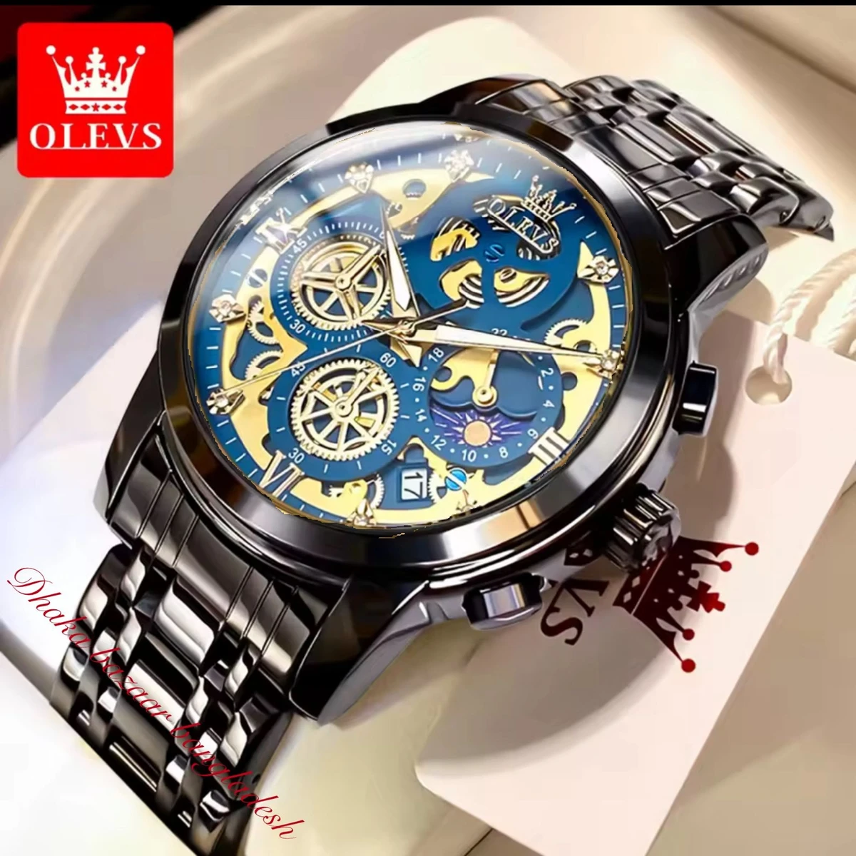 3352 OliveZ MAZ নতুন ডিজাইনের পুরুষদের জন্য ঘড়ি BLACK BLUE