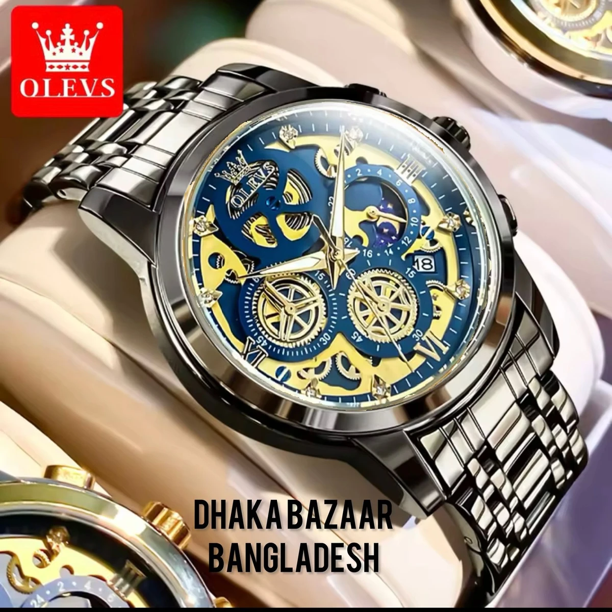 3352 OliveZ নতুন ডিজাইনের পুরুষদের জন্য ঘড়ি BLACK BLUE