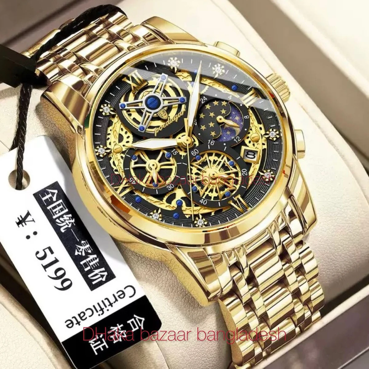 PRO 754 পুরুষের জন্য নন মেকানিক্যাল ঘড়ি GOLDEN BLACK