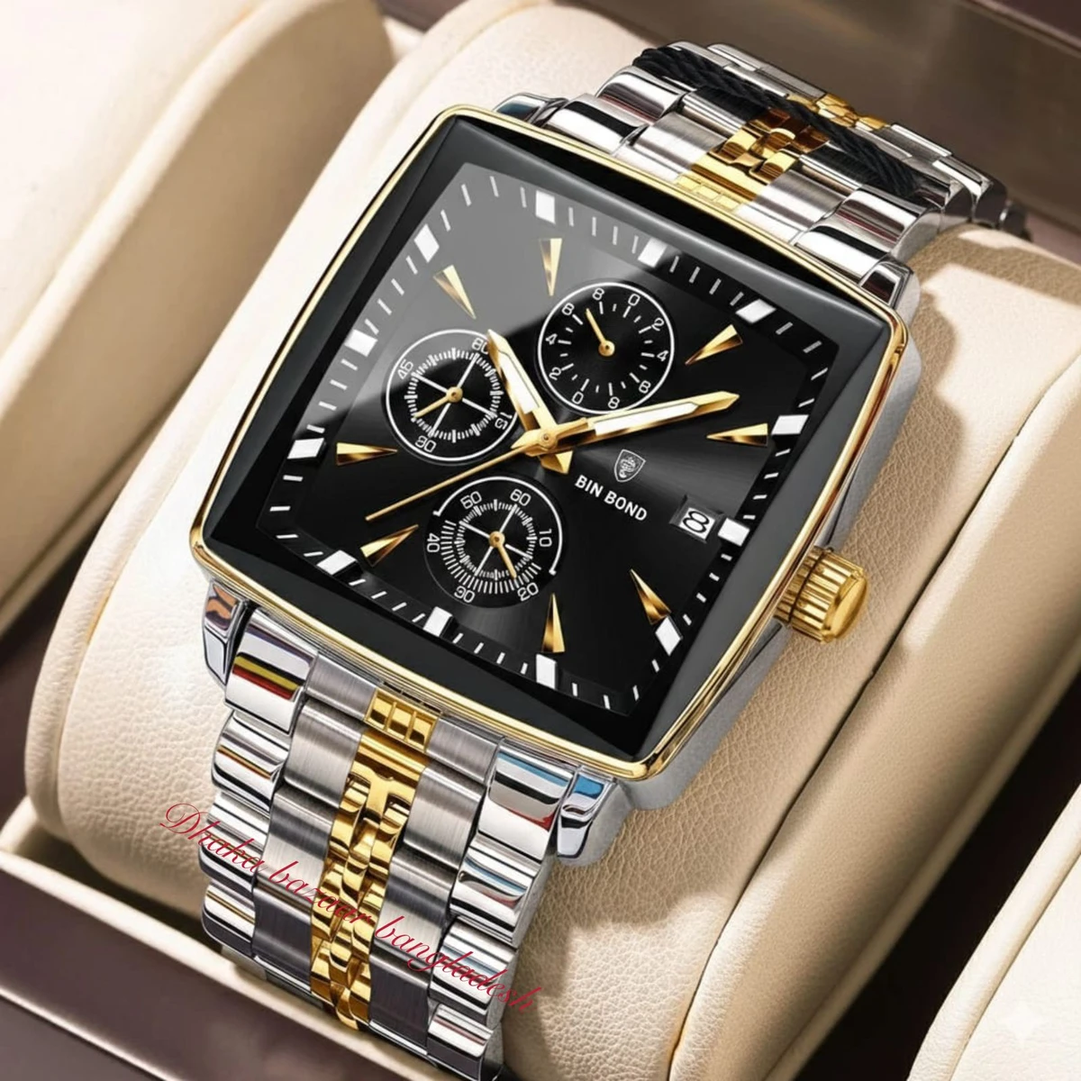 BINBOND 4362 নতুন ডিজাইনের পুরুষদের জন্য ঘড়ি SILVER GOLDEN BLACK