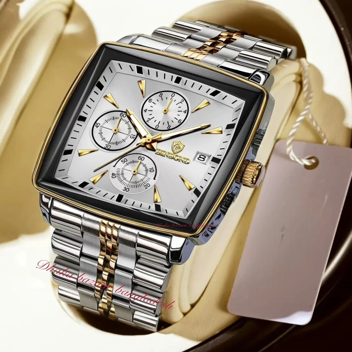 BINBOND 4362 নতুন ডিজাইনের পুরুষদের জন্য ঘড়ি SILVER GOLDEN WHITE