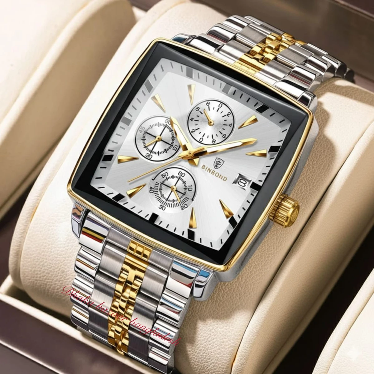 BINBOND 4362 নতুন ডিজাইনের পুরুষদের জন্য ঘড়ি SILVER GOLDEN WHITE