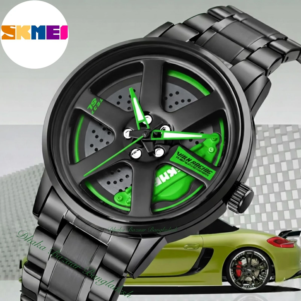 CHORKI 1010 নতুন ডিজাইনের পুরুষদের জন্য ঘড়ি BLACK GREEN