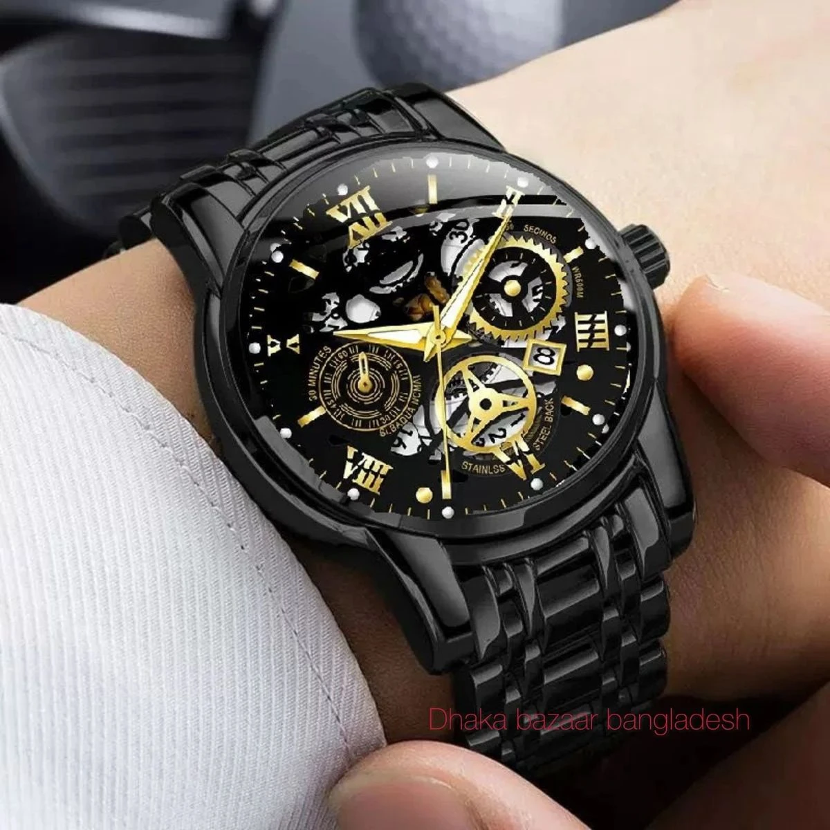 BINBOND 2200 পুরুষের জন্য নন মেকানিক্যাল ওয়াটার প্রুফ ঘড়ি BLACK NEW