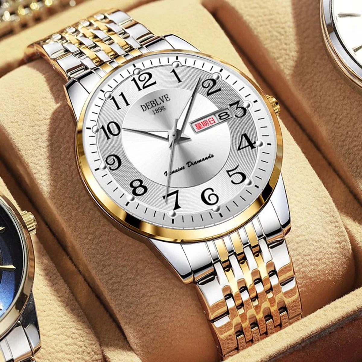 DEB 9960 নতুন ডিজাইনের পুরুষদের জন্য ঘড়ি SILVER GOLDEN WHITE