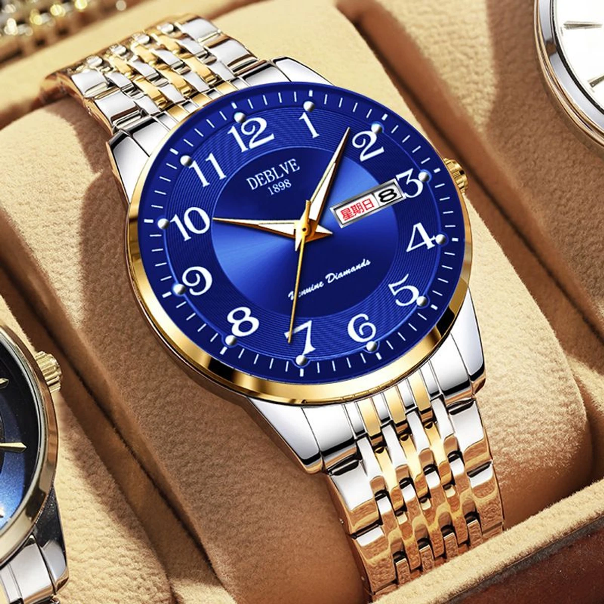 DEB 9960 নতুন ডিজাইনের পুরুষদের জন্য ঘড়ি SILVER GOLDEN BLUE