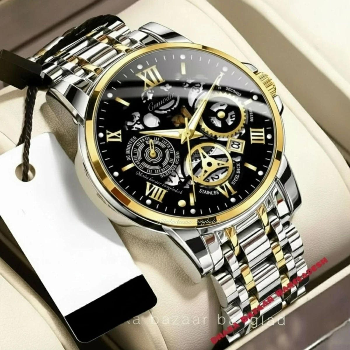 পুরুষের জন্য 022 নন মেকানিক্যাল ওয়াটার প্রুফ ঘড়ি NEW SILVER BLACK NEW