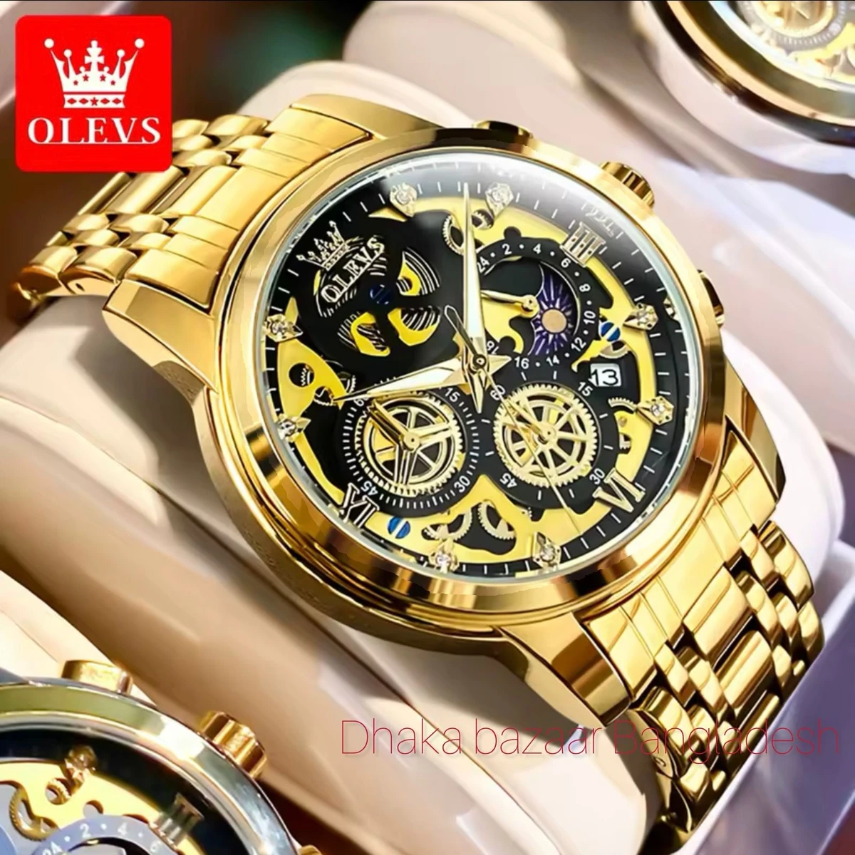 .3352 OliveZ নতুন ডিজাইনের পুরুষদের জন্য ঘড়ি GOLDEN BLACK