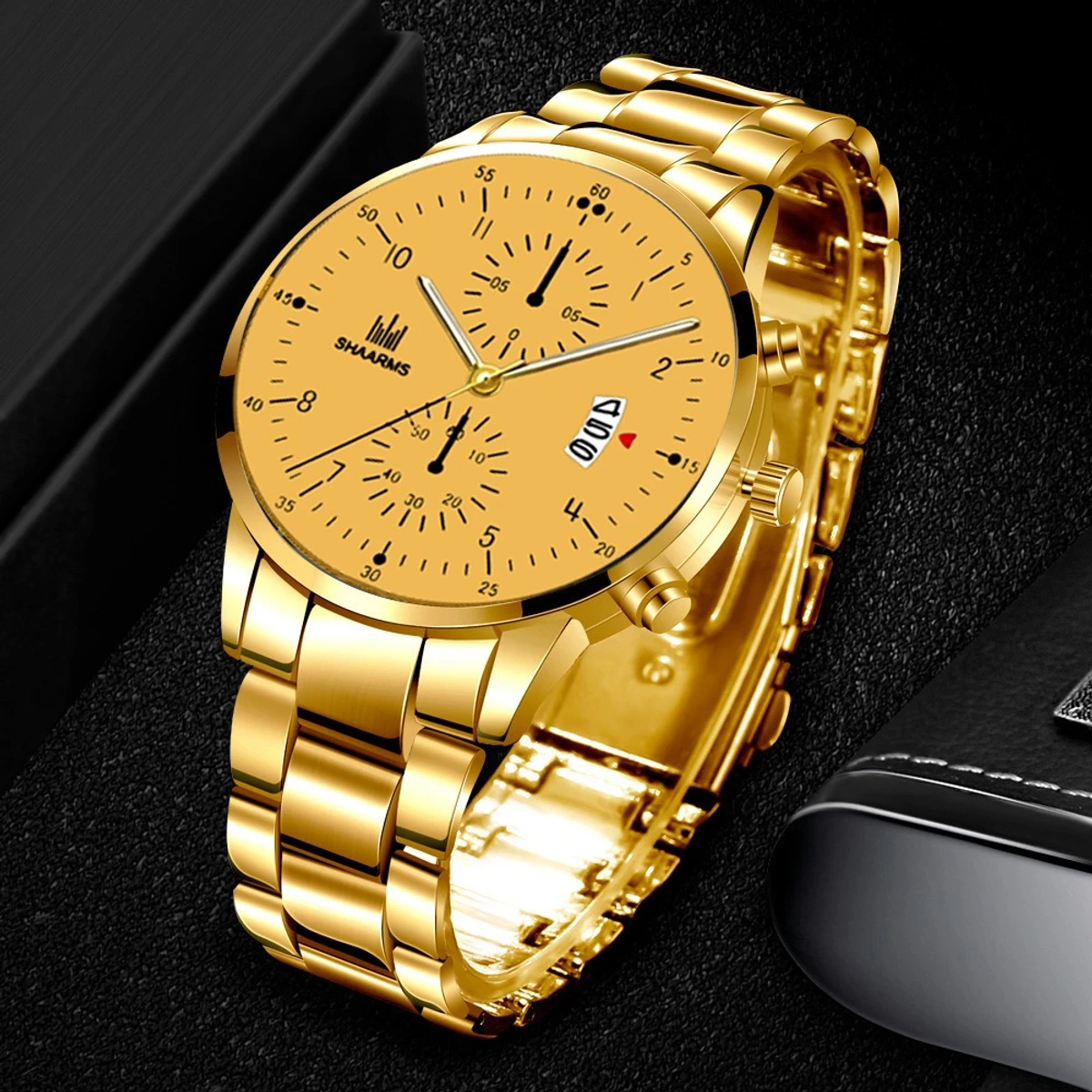 GENEVA 707 নতুন ডিজাইনের পুরুষদের জন্য ঘড়ি GOLDEN