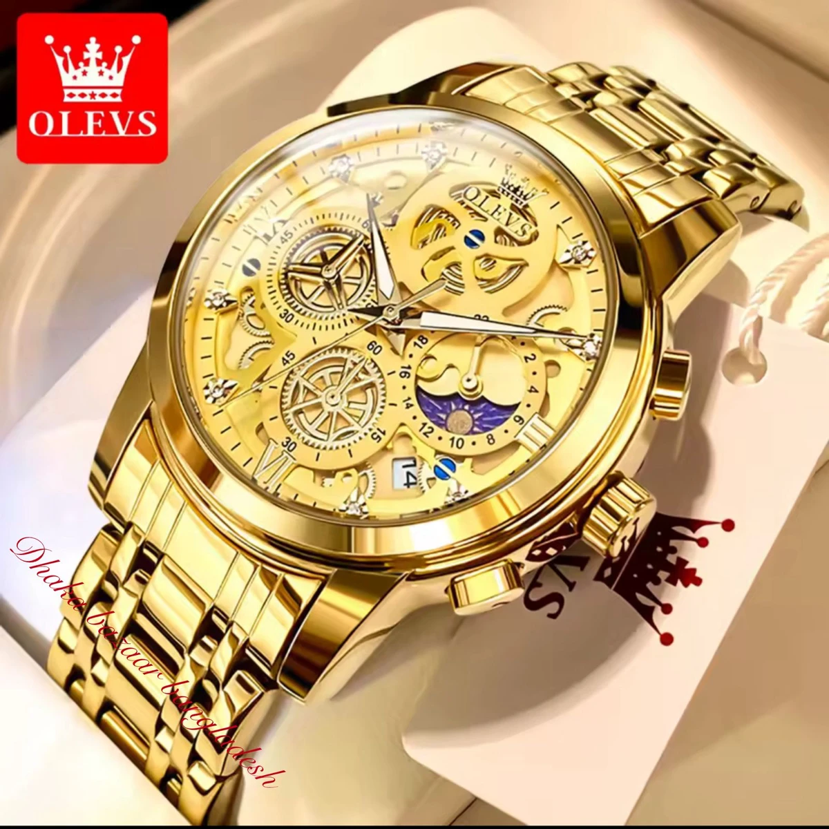 3352 OliveZ MAZ নতুন ডিজাইনের পুরুষদের জন্য ঘড়ি GOLDEN