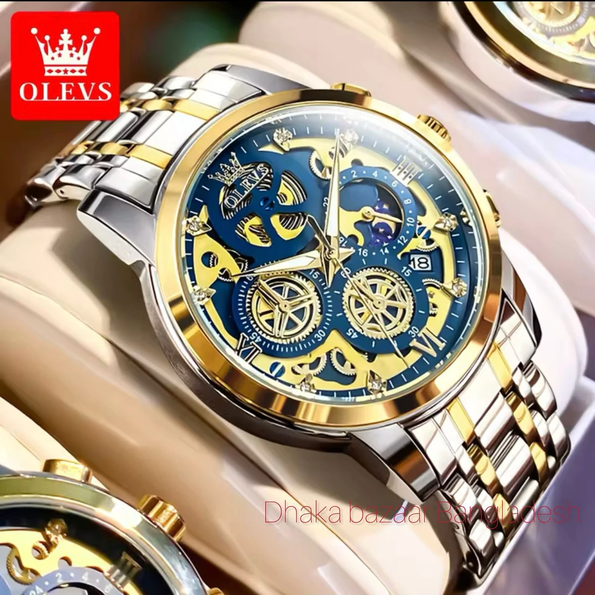 PRO 754 পুরুষের জন্য নন মেকানিক্যাল  ঘড়ি SILVER GOLDEN GREEN