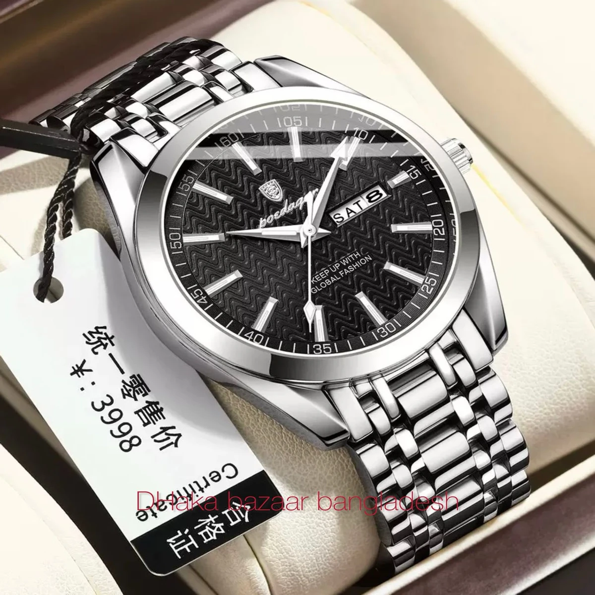 PRO 555 নতুন ডিজাইনের পুরুষদের জন্য ঘড়ি SILVER BLACK