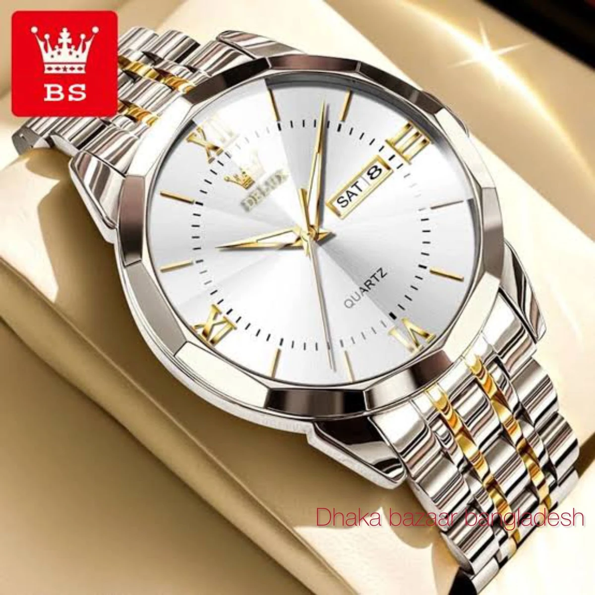 DELUX 587 নতুন ডিজাইনের পুরুষদের জন্য ঘড়ি SILVER GOLDEN WHITE