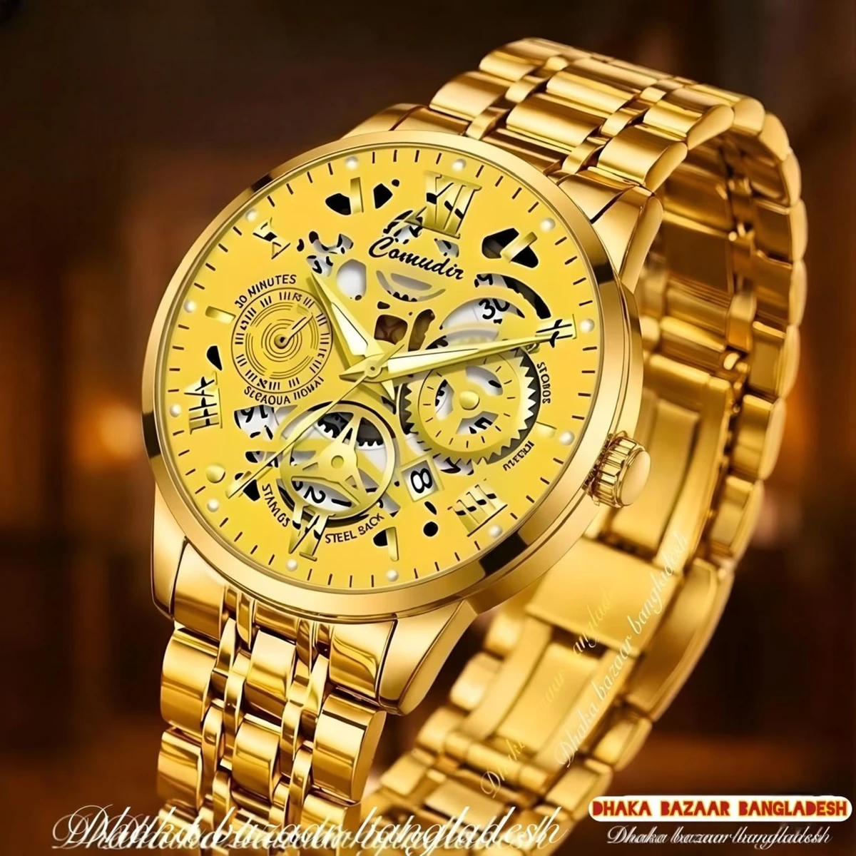 পুরুষের জন্য CM220 নন মেকানিক্যাল ওয়াটার প্রুফ ঘড়ি  FULL GOLDEN