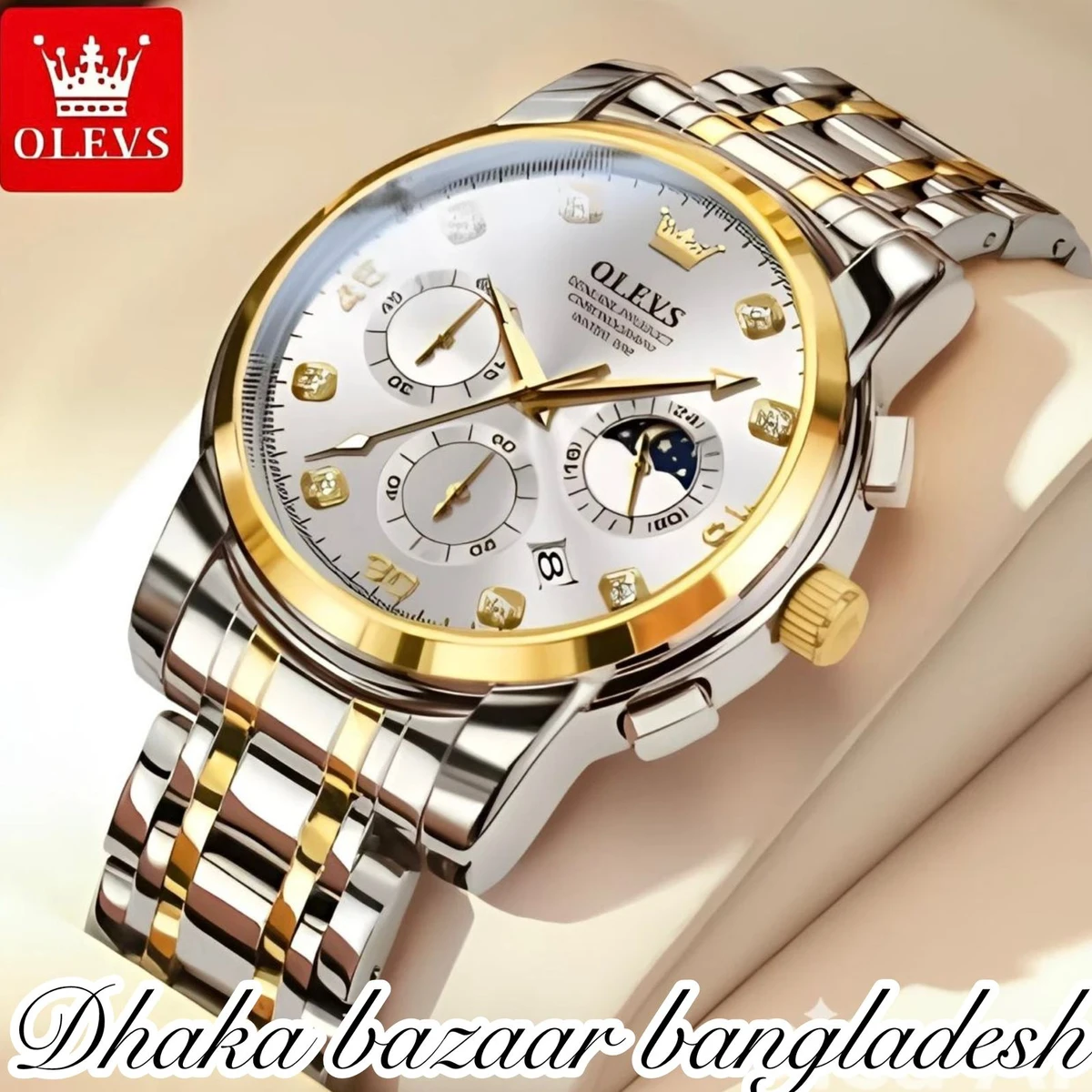 Olivesz 2879 পুরুষের জন্য নন মেকানিক্যাল ঘড়ি SILVER BLUE WHITE