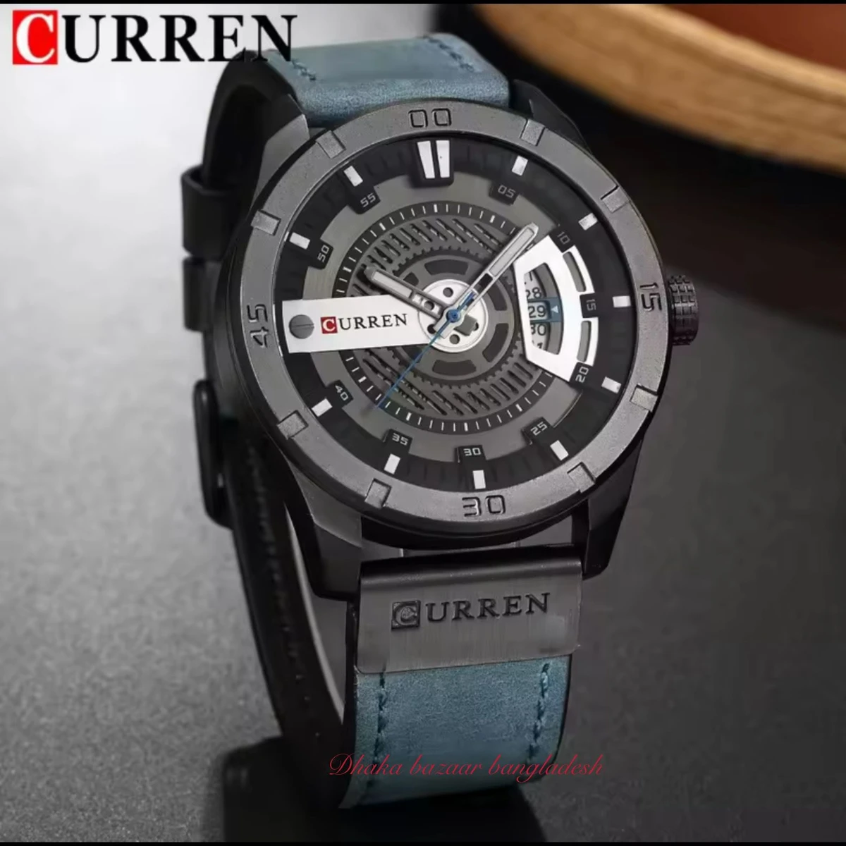 CUREENT 83011 আর্টিফিশিয়াল লেদার নতুন ডিজাইনের পুরুষদের জন্য ঘড়ি OLYMPIC BLUE