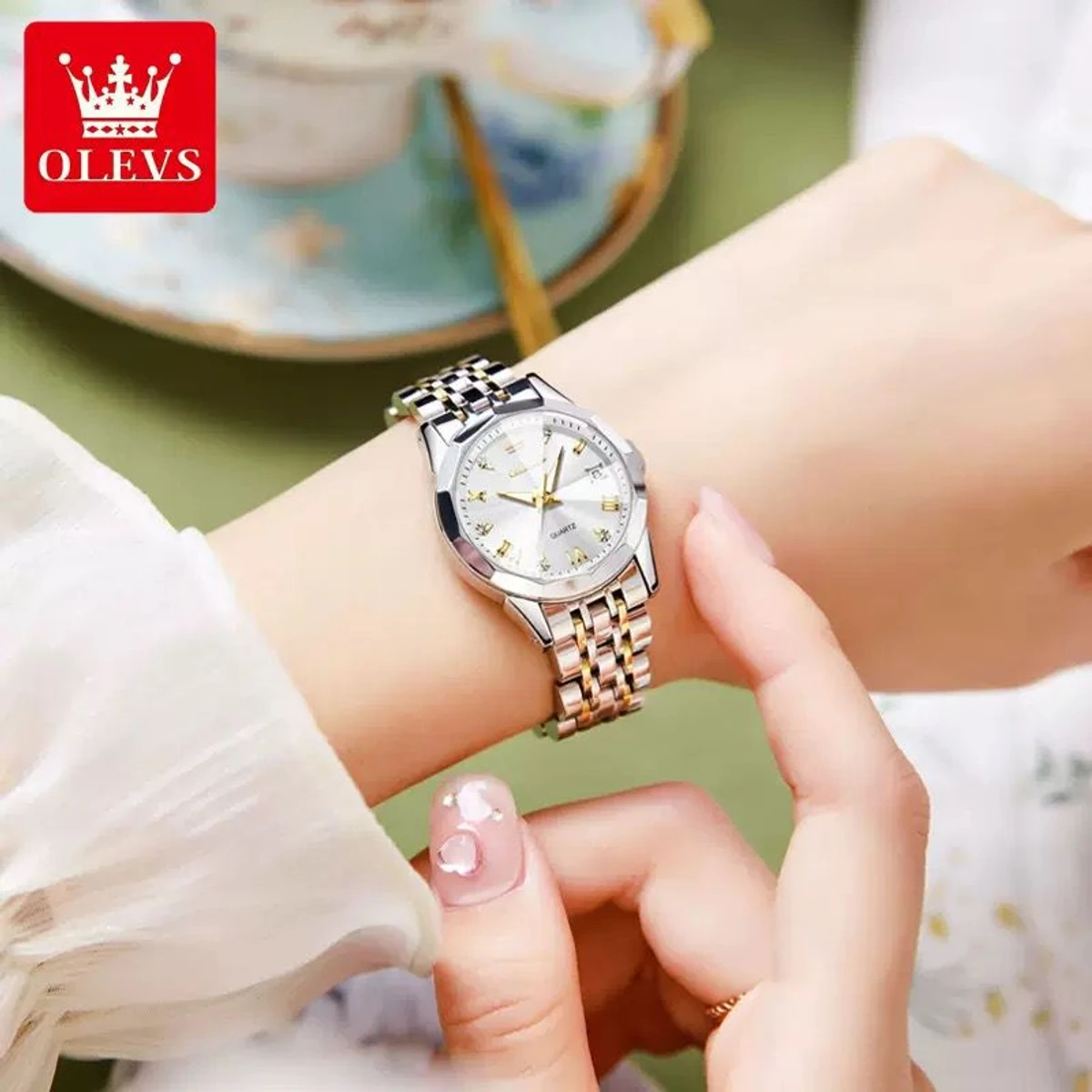 WOMAN OLIVES 81999 নতুন ডিজাইনের মেয়েদের জন্য ঘড়ি SILVER GOLDEN WHITE