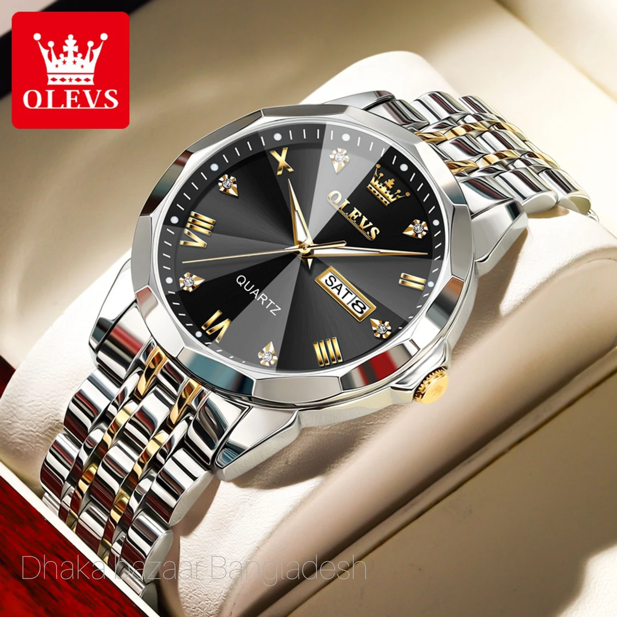 OLIVES নতুন ডিজাইনের MAN জন্য ঘড়ি SILVER GOLDEN BLACK