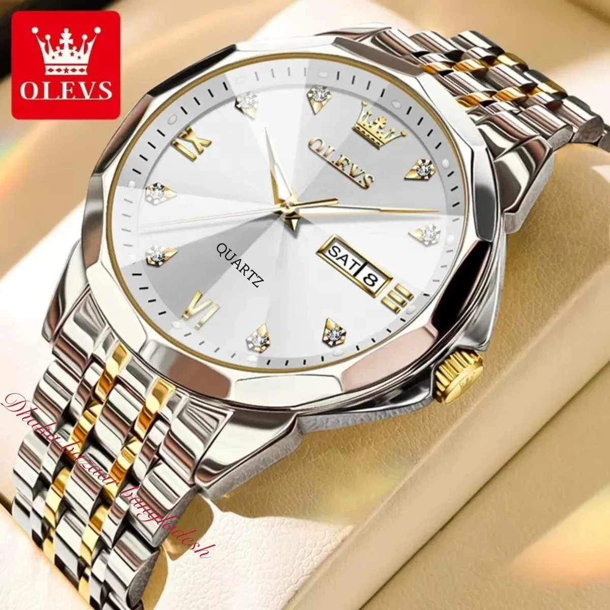 OLIVES নতুন ডিজাইনের MAN জন্য ঘড়ি SILVER GOLDEN WHITE