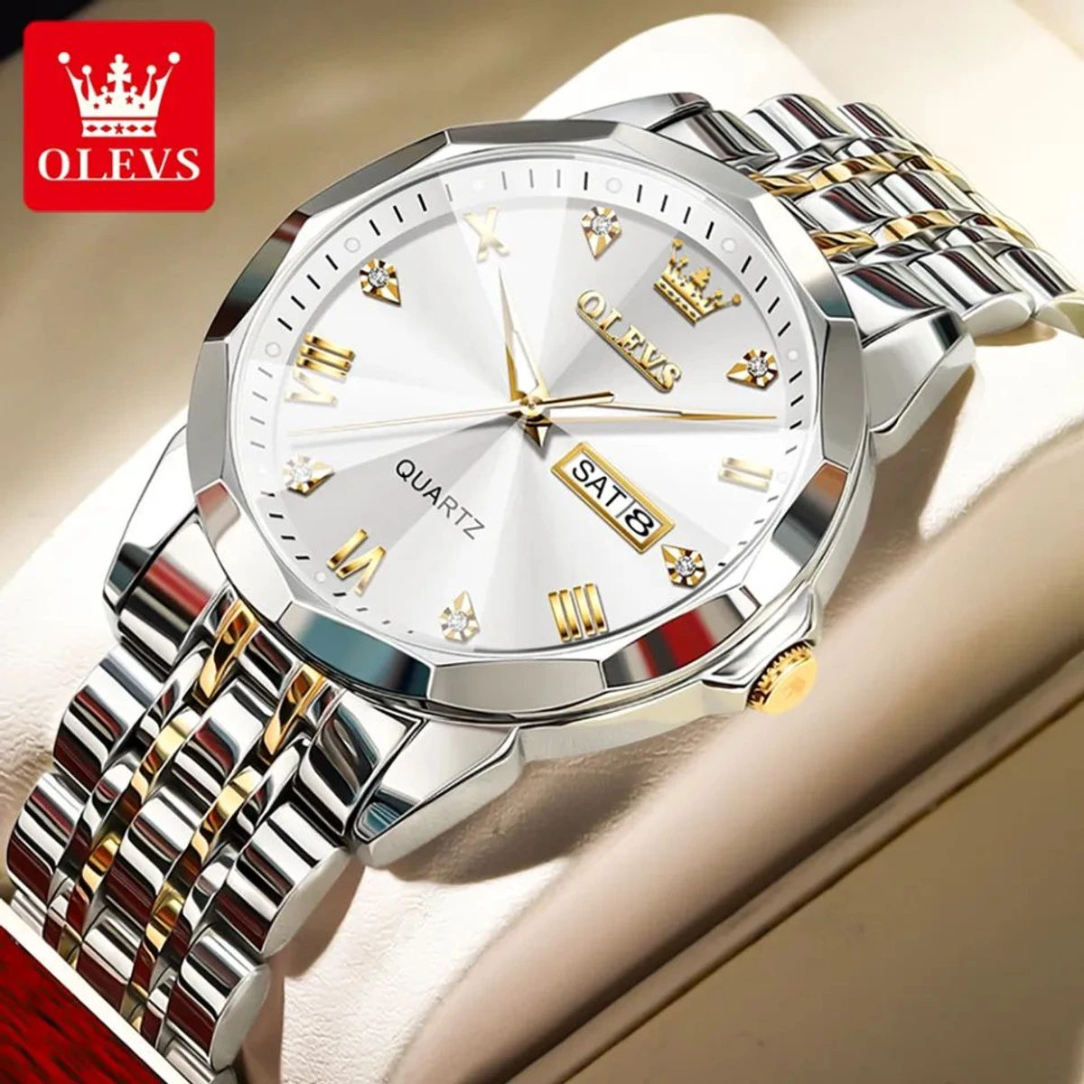 OLIVES নতুন ডিজাইনের MAN জন্য ঘড়ি SILVER GOLDEN WHITE