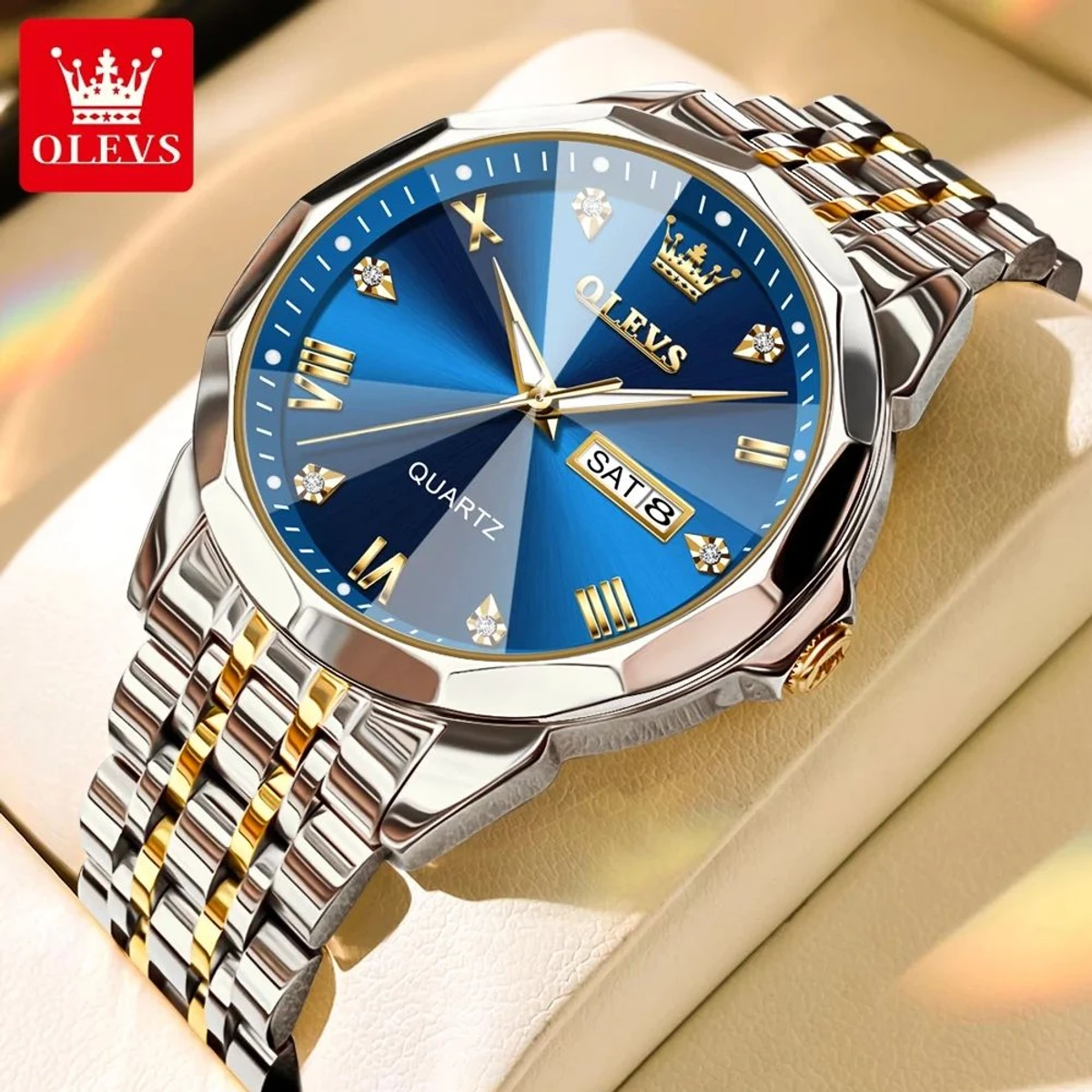 OLIVES নতুন ডিজাইনের MAN জন্য ঘড়ি SILVER GOLDEN BLUE