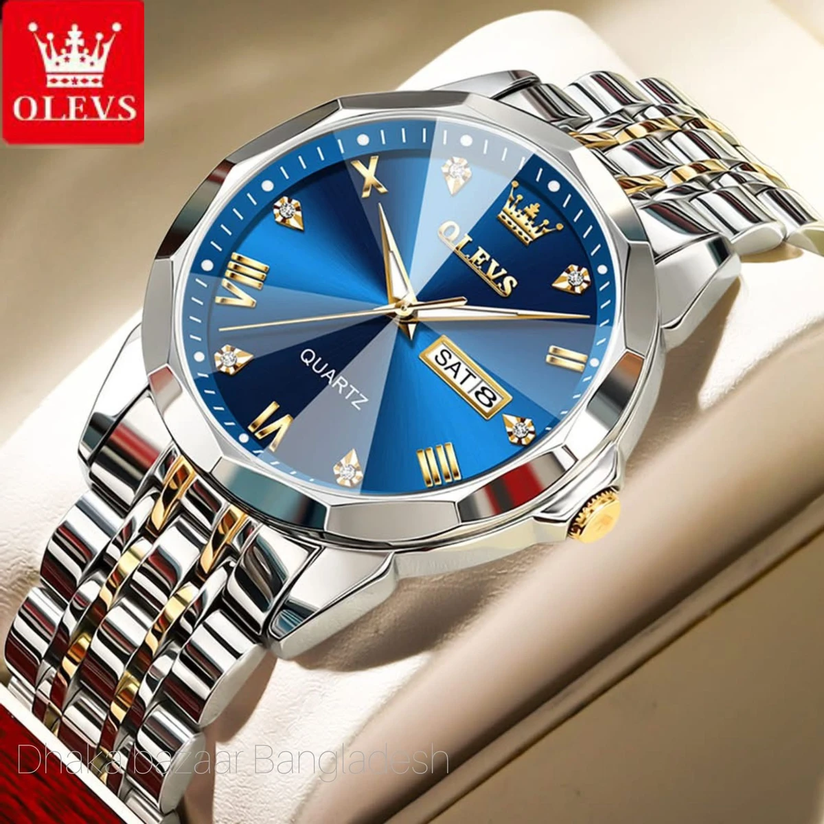 OLIVES নতুন ডিজাইনের MAN জন্য ঘড়ি SILVER GOLDEN BLUE