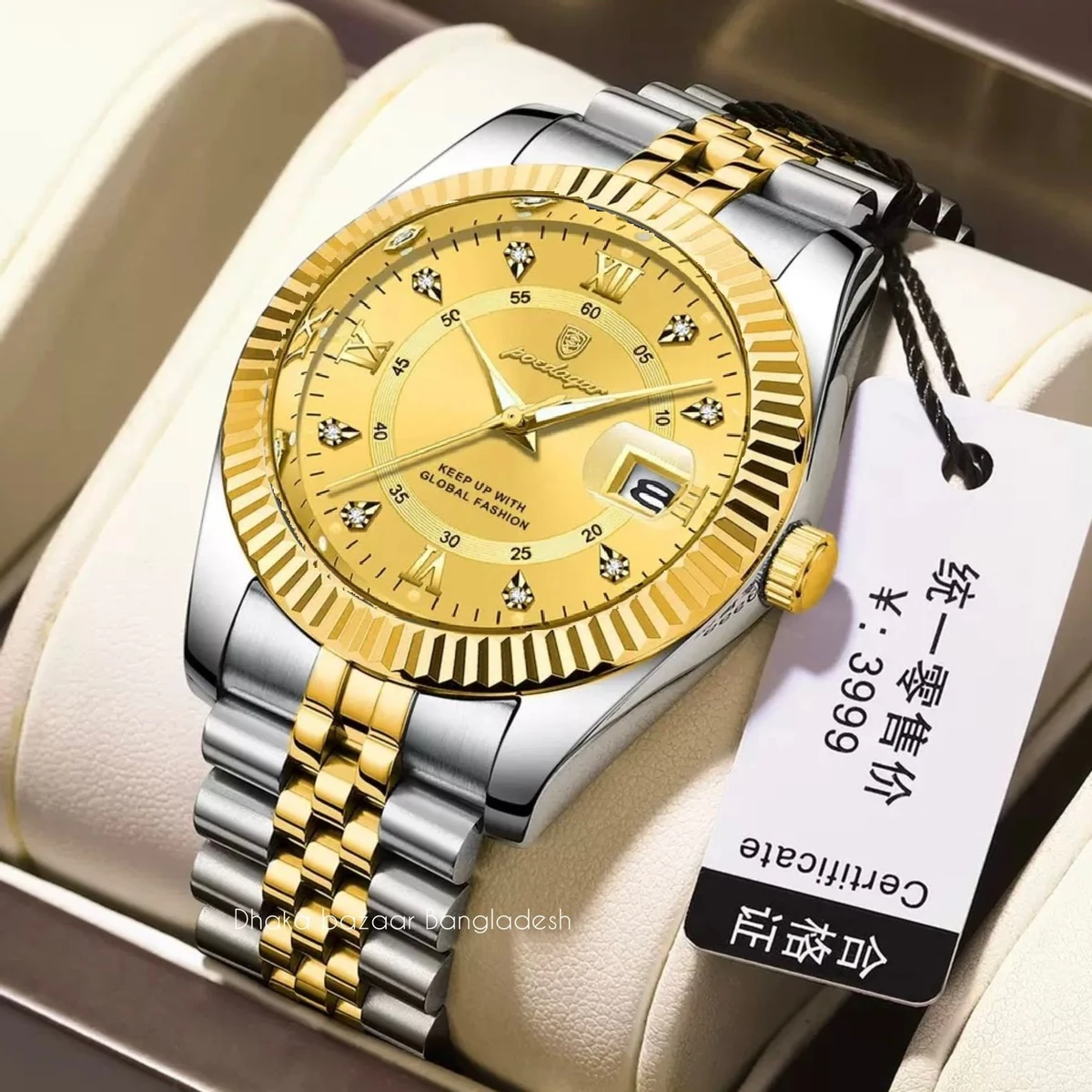 PEO 6161 নতুন ডিজাইনের পুরুষদের জন্য ঘড়ি SILVER GOLDEN GODEN