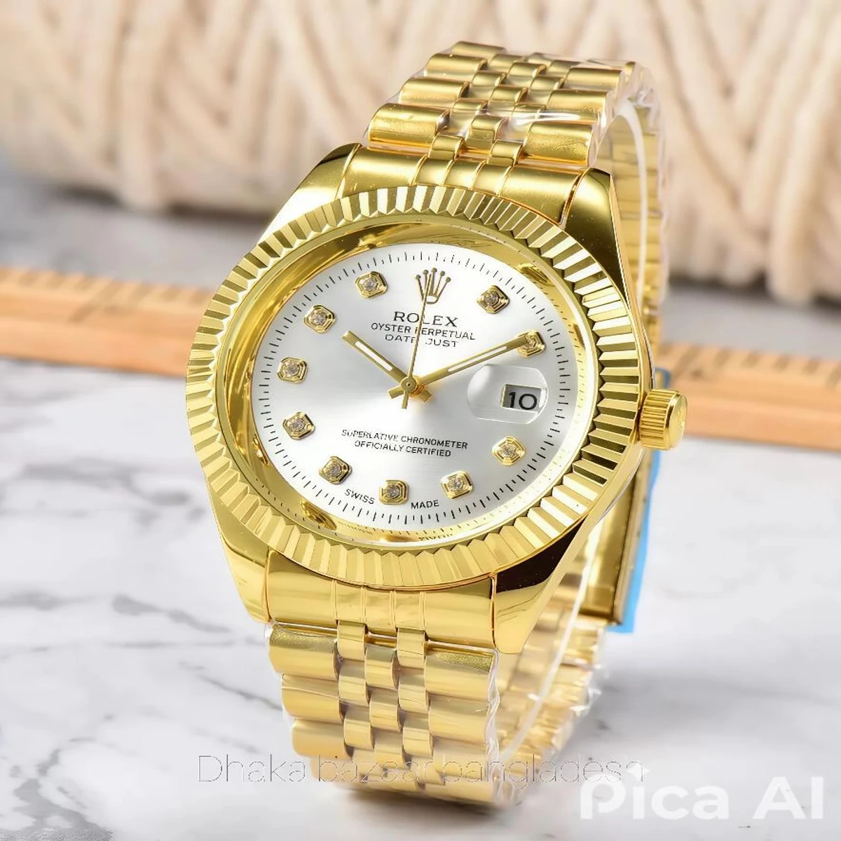 ROLEXAA 0011  নতুন ডিজাইনের পুরুষদের জন্য ঘড়ি GOLDEN WHITE
