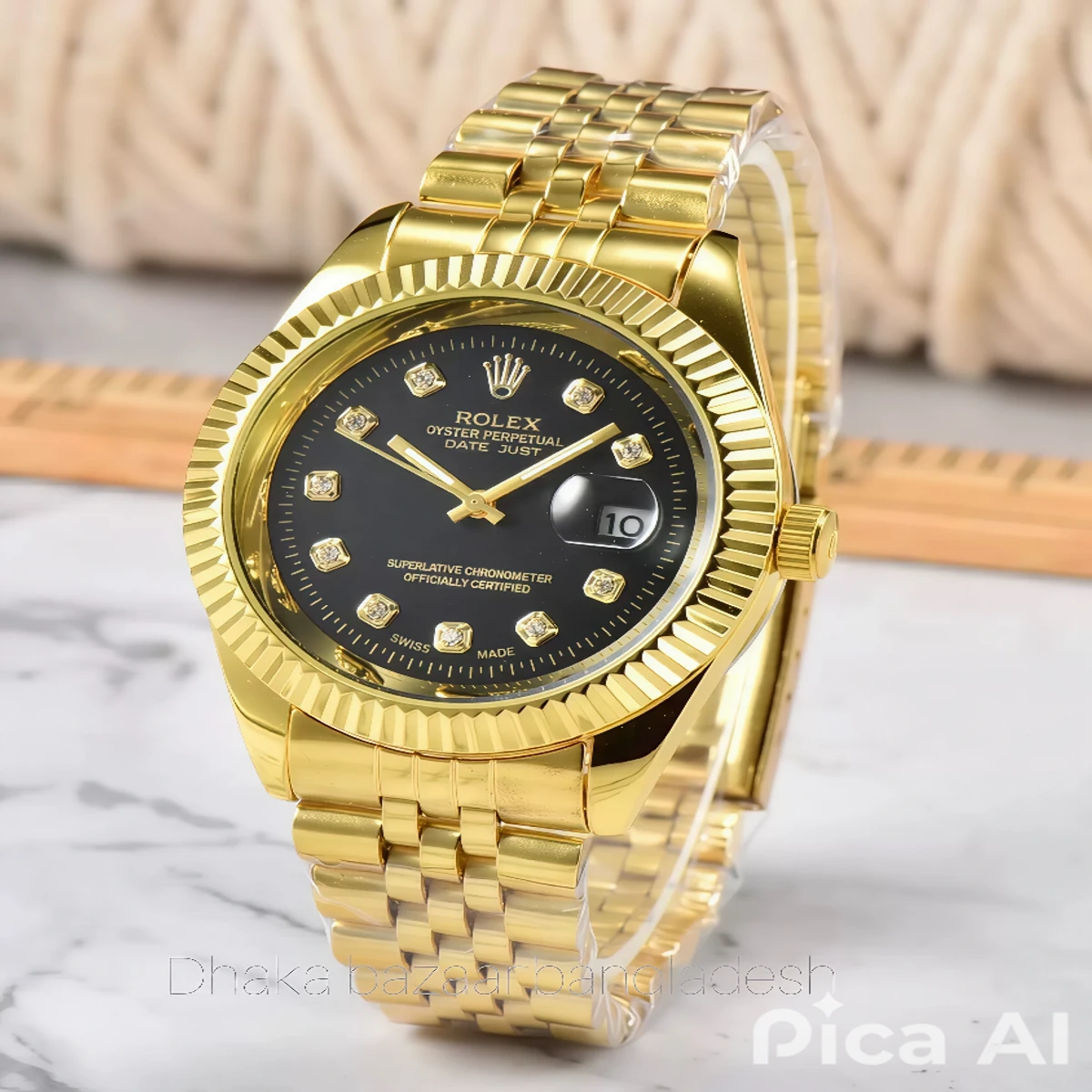 ROLEXAA 0011 নতুন ডিজাইনের পুরুষদের জন্য ঘড়ি GOLDEN BLACK