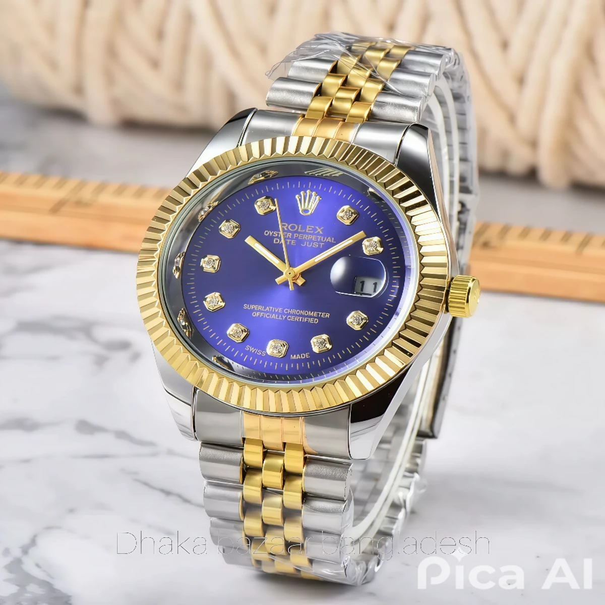 ROLEXAA 0011 নতুন ডিজাইনের পুরুষদের জন্য ঘড়ি SILVER GOLDEN BLUE