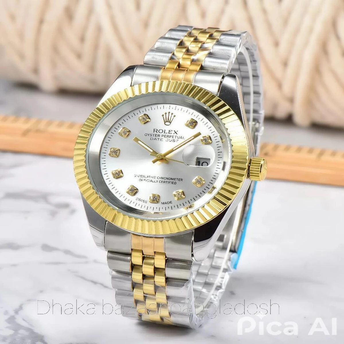 ROLEXAA 0011 নতুন ডিজাইনের পুরুষদের জন্য ঘড়ি SILVER GOLDEN WHITE