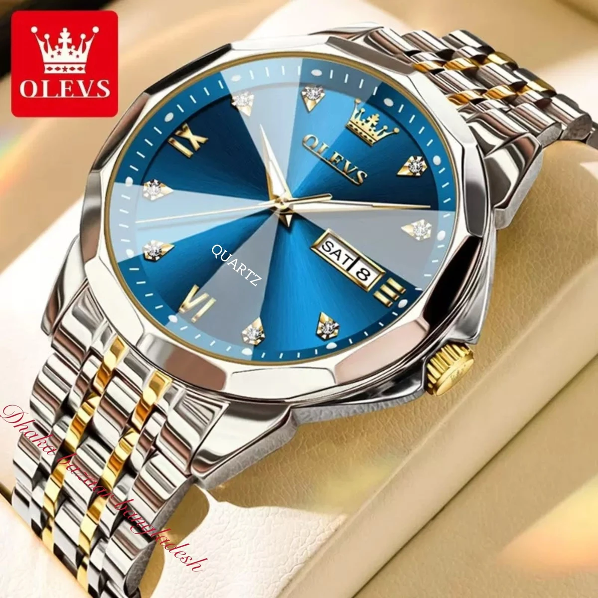 OliveZ নতুন ডিজাইনের পুরুষদের জন্য ঘড়ি BSILVER GOLDEN BLUE NEW