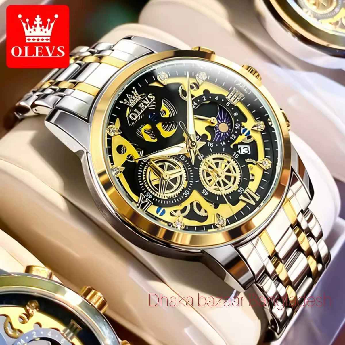 3352 OliveZ নতুন ডিজাইনের পুরুষদের জন্য ঘড়ি BSILVER GOLDEN BLACK