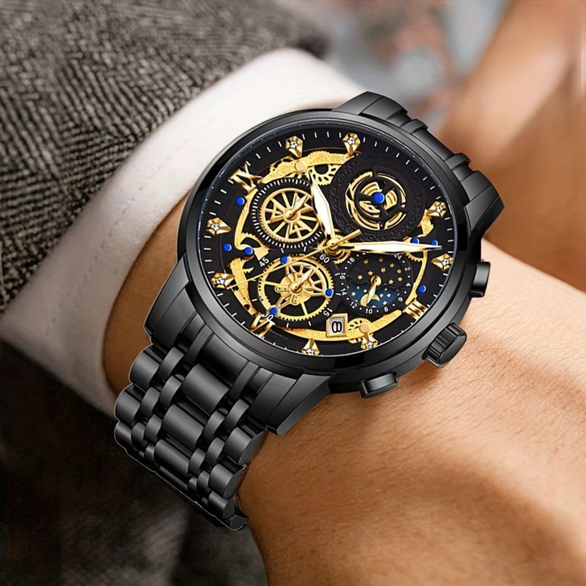 3352 OliveZ নতুন ডিজাইনের পুরুষদের জন্য ঘড়ি BLACK