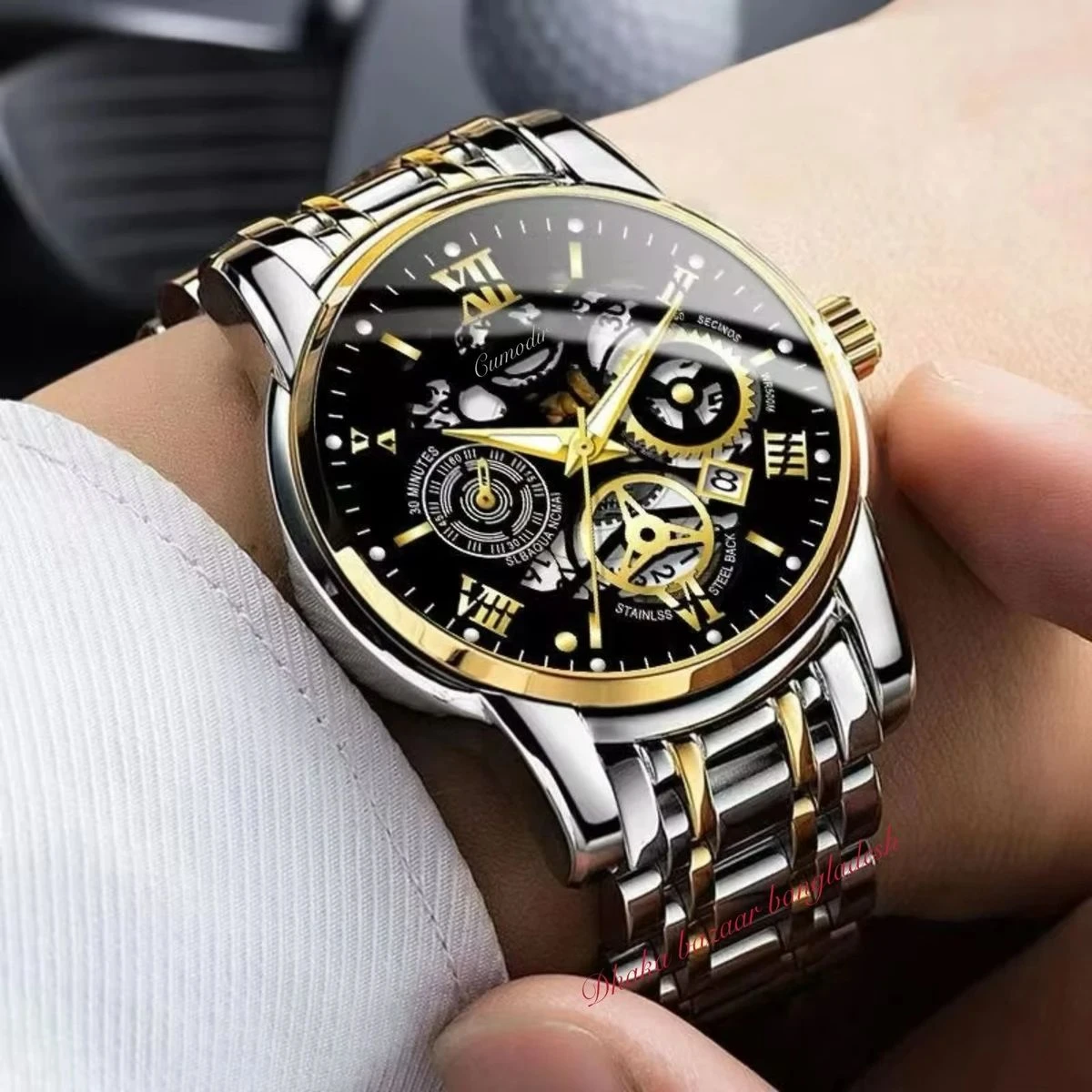পুরুষের জন্য 022 নন মেকানিক্যাল ওয়াটার প্রুফ ঘড়ি SILVER GOLDEN BLACK